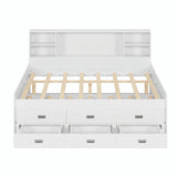 Captain Daybed with Storage Bookcase Headboard, Trundle, and Three Storage Drawers