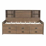 Captain Daybed with Storage Bookcase Headboard, Trundle, and Three Storage Drawers