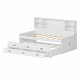 Captain Daybed with Storage Bookcase Headboard, Trundle, and Three Storage Drawers