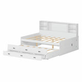 Captain Daybed with Storage Bookcase Headboard, Trundle, and Three Storage Drawers
