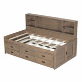 Captain Daybed with Storage Bookcase Headboard, Trundle, and Three Storage Drawers