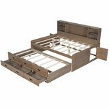 Captain Daybed with Storage Bookcase Headboard, Trundle, and Three Storage Drawers