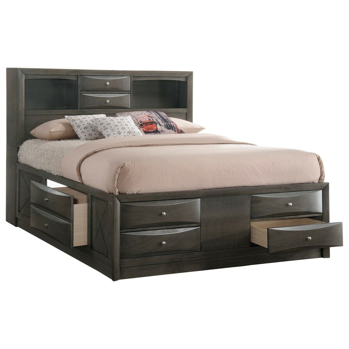 Captain's Bed Solid Wood Storage Drawers Platform Bed Bedroom 3pc Set