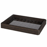 Captivating Rattan And Glass Tray, Brown