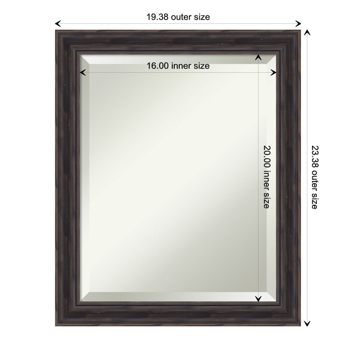 Beveled Wood Wall Mirror - Rustic Pine Frame