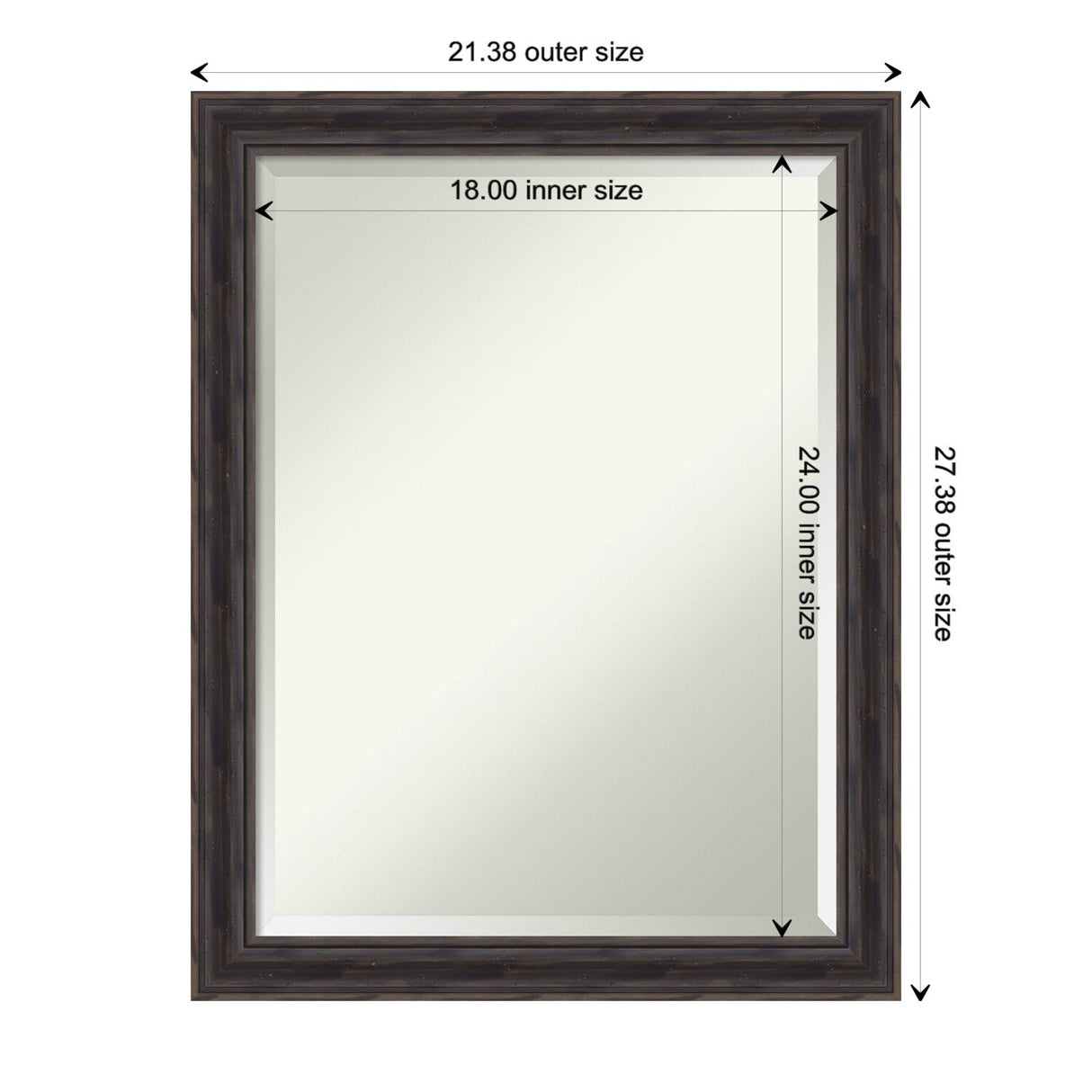 Beveled Wood Wall Mirror - Rustic Pine Frame