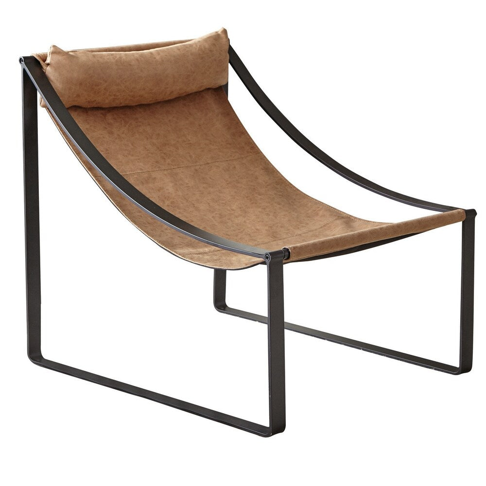 Carbon Loft Lemus Light Brown and Matte Black Sled Base Accent Chair - 26" x 32.25" x 29.50"