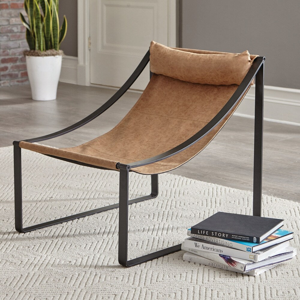 Carbon Loft Lemus Light Brown and Matte Black Sled Base Accent Chair - 26" x 32.25" x 29.50"