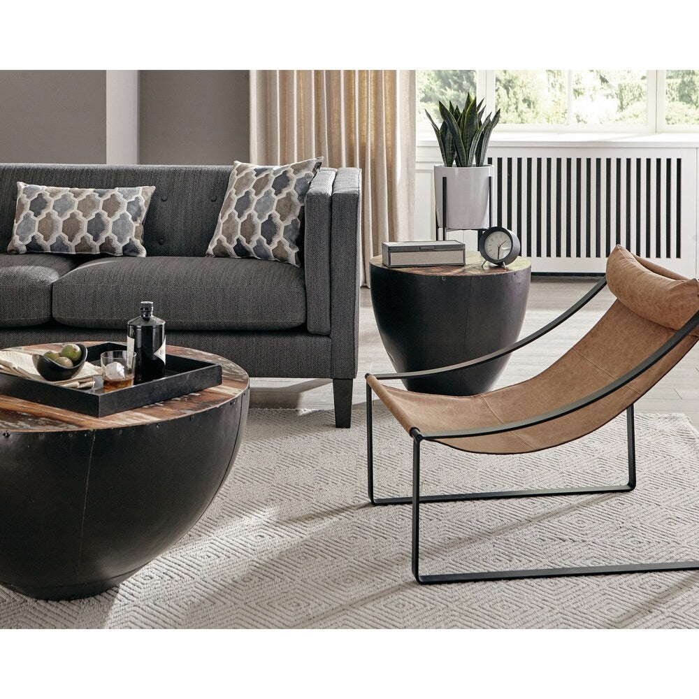 Carbon Loft Lemus Light Brown and Matte Black Sled Base Accent Chair - 26" x 32.25" x 29.50"