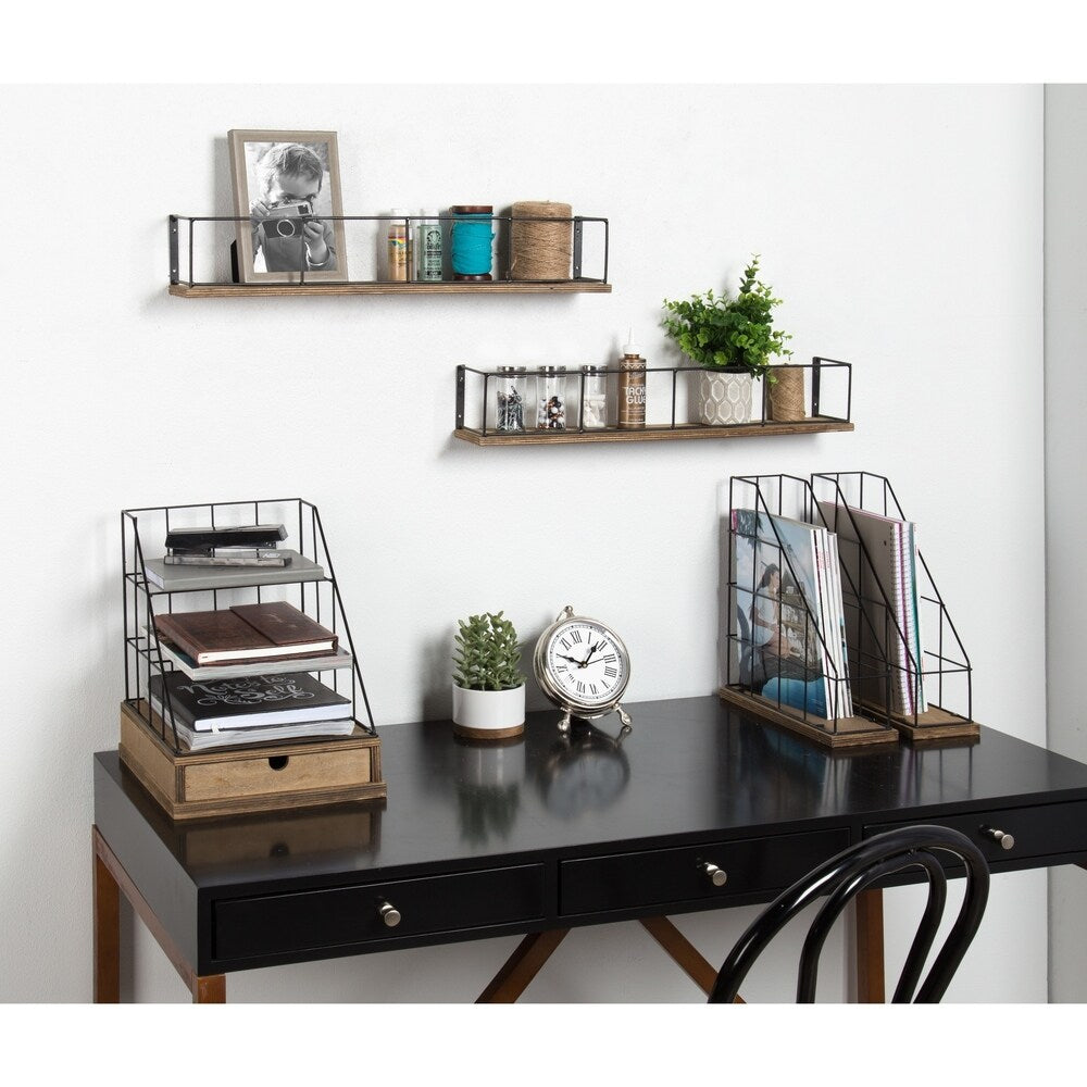 Carbon Loft Richter 2-pack Wood and Metal Floating Wall Shelves - 2 Piece