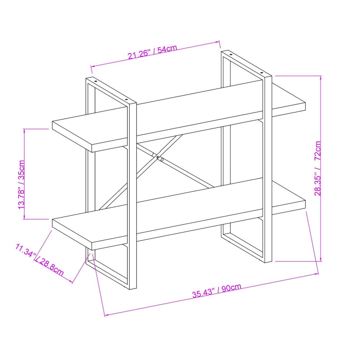 Carbon Loft Strohn and Adjustable Wood and Metal Display and Etagere Bookshelves and Bookcases - 35.43*12.5*28.54 inches