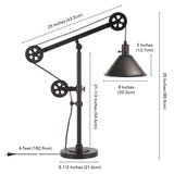 Carbon Loft Tirith Industrial Farmhouse Table Lamp with Pulley System