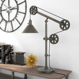 Carbon Loft Tirith Industrial Farmhouse Table Lamp with Pulley System