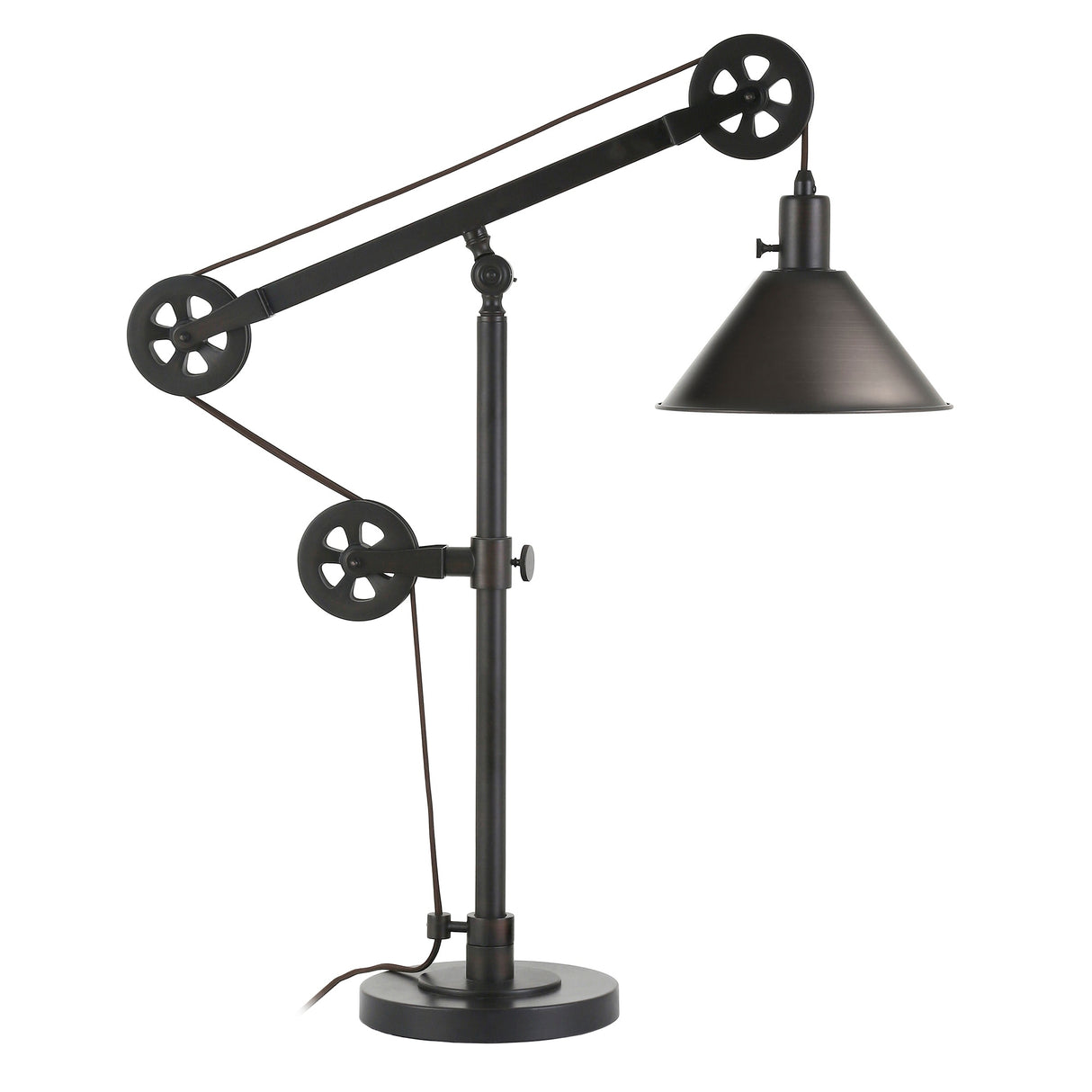 Carbon Loft Tirith Industrial Farmhouse Table Lamp with Pulley System