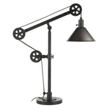 Carbon Loft Tirith Industrial Farmhouse Table Lamp with Pulley System