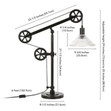 Carbon Loft Tirith Industrial Farmhouse Table Lamp with Pulley System