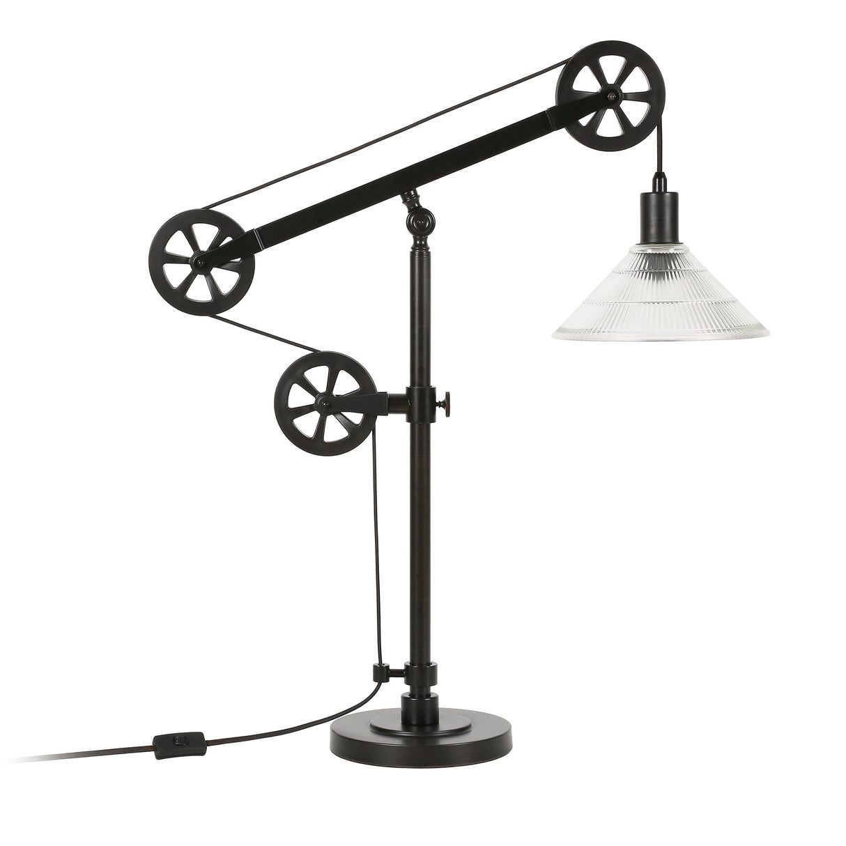 Carbon Loft Tirith Industrial Farmhouse Table Lamp with Pulley System