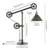 Carbon Loft Tirith Industrial Farmhouse Table Lamp with Pulley System