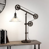Carbon Loft Tirith Industrial Farmhouse Table Lamp with Pulley System