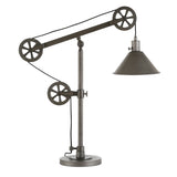 Carbon Loft Tirith Industrial Farmhouse Table Lamp with Pulley System