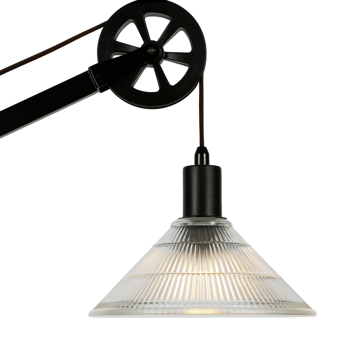 Carbon Loft Tirith Industrial Farmhouse Table Lamp with Pulley System