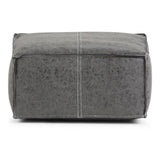 WYNDENHALL Polly Boho Square Pouf in Distressed Black Faux Leather