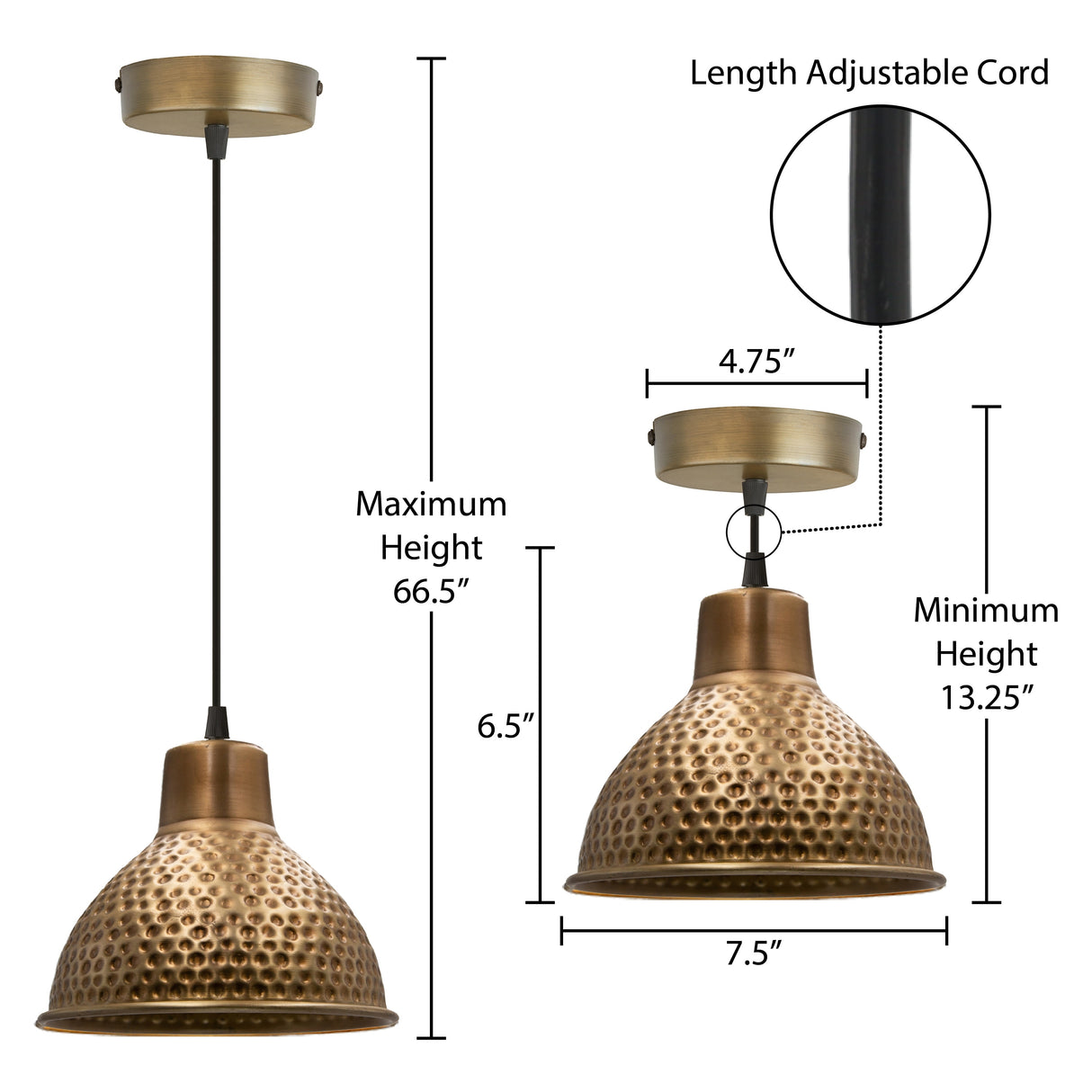 Carbon Loft Valemon 6.5-inch Hammered Metal 1-light Pendant