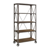Carbon Loft Wilson Tobacco and Weathered Gunmetal 4-tier Bookcase - 36" x 16" x 72"