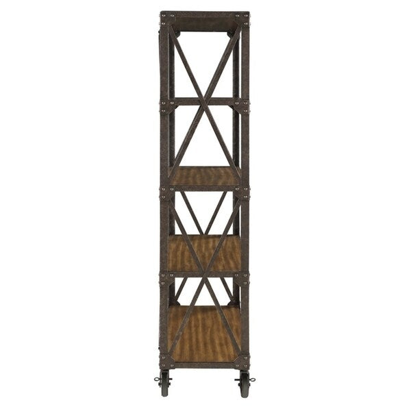Carbon Loft Wilson Tobacco and Weathered Gunmetal 4-tier Bookcase - 36" x 16" x 72"