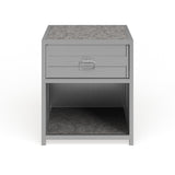 Woolf Industrial Silver Metal 1-Drawer Nightstand with USB Ports by Carbon Loft
