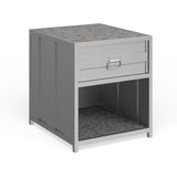 Woolf Industrial Silver Metal 1-Drawer Nightstand with USB Ports by Carbon Loft