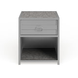 Woolf Industrial Silver Metal 1-Drawer Nightstand with USB Ports by Carbon Loft