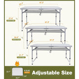 Card Table, Small Table, Folding Table, Adjustable 3-Level Heights Folding Camping Table with Mesh Holders