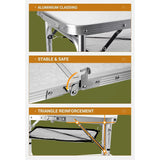 Card Table, Small Table, Folding Table, Adjustable 3-Level Heights Folding Camping Table with Mesh Holders
