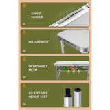Card Table, Small Table, Folding Table, Adjustable 3-Level Heights Folding Camping Table with Mesh Holders