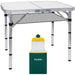 Card Table, Small Table, Folding Table, Adjustable 3-Level Heights Folding Camping Table with Mesh Holders