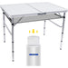 Card Table, Small Table, Folding Table, Adjustable 3-Level Heights Folding Camping Table with Mesh Holders