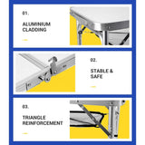 Card Table, Small Table, Folding Table, Adjustable 3-Level Heights Folding Camping Table with Mesh Holders