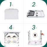 Card Table, Small Table, Folding Table, Adjustable 3-Level Heights Folding Camping Table with Mesh Holders