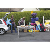 Card Table, Small Table, Folding Table, Adjustable 3-Level Heights Folding Camping Table with Mesh Holders