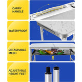 Card Table, Small Table, Folding Table, Adjustable 3-Level Heights Folding Camping Table with Mesh Holders