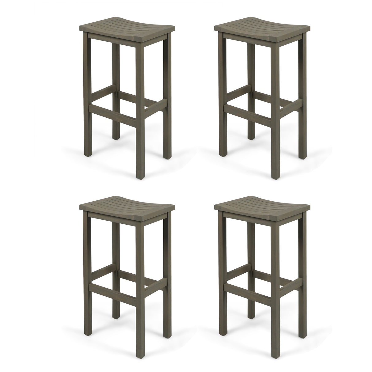 Caribbean Acacia Wood Outdoor Bar Stool (Set of 4) by Christopher Knight Home