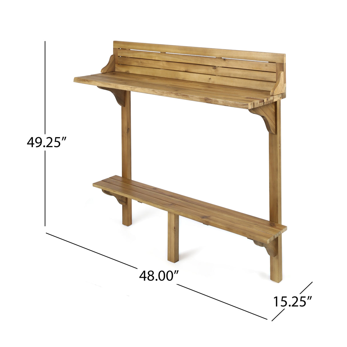 Caribbean Outdoor Acacia Balcony Bar Table by Christopher Knight Home - 48.00"L x 16.50"W x 49.75"H