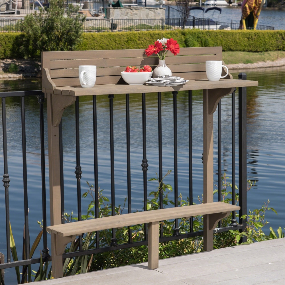 Caribbean Outdoor Acacia Balcony Bar Table by Christopher Knight Home - 48.00"L x 16.50"W x 49.75"H