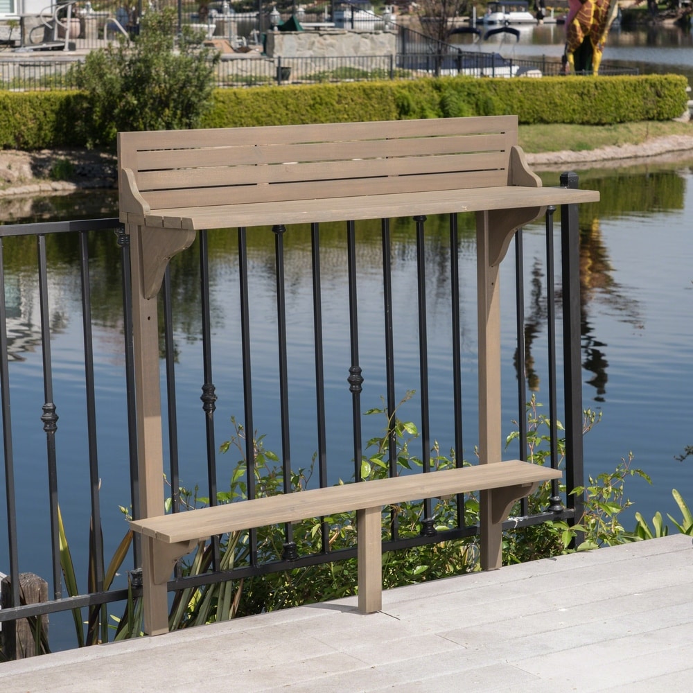 Caribbean Outdoor Acacia Balcony Bar Table by Christopher Knight Home - 48.00"L x 16.50"W x 49.75"H