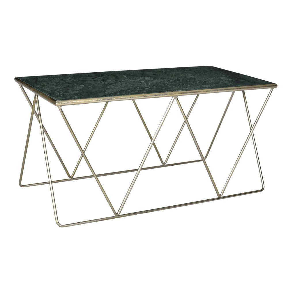 Caribou Dane Mathis Emerald/Nickel-Goldtone Marble Top Coffee Table
