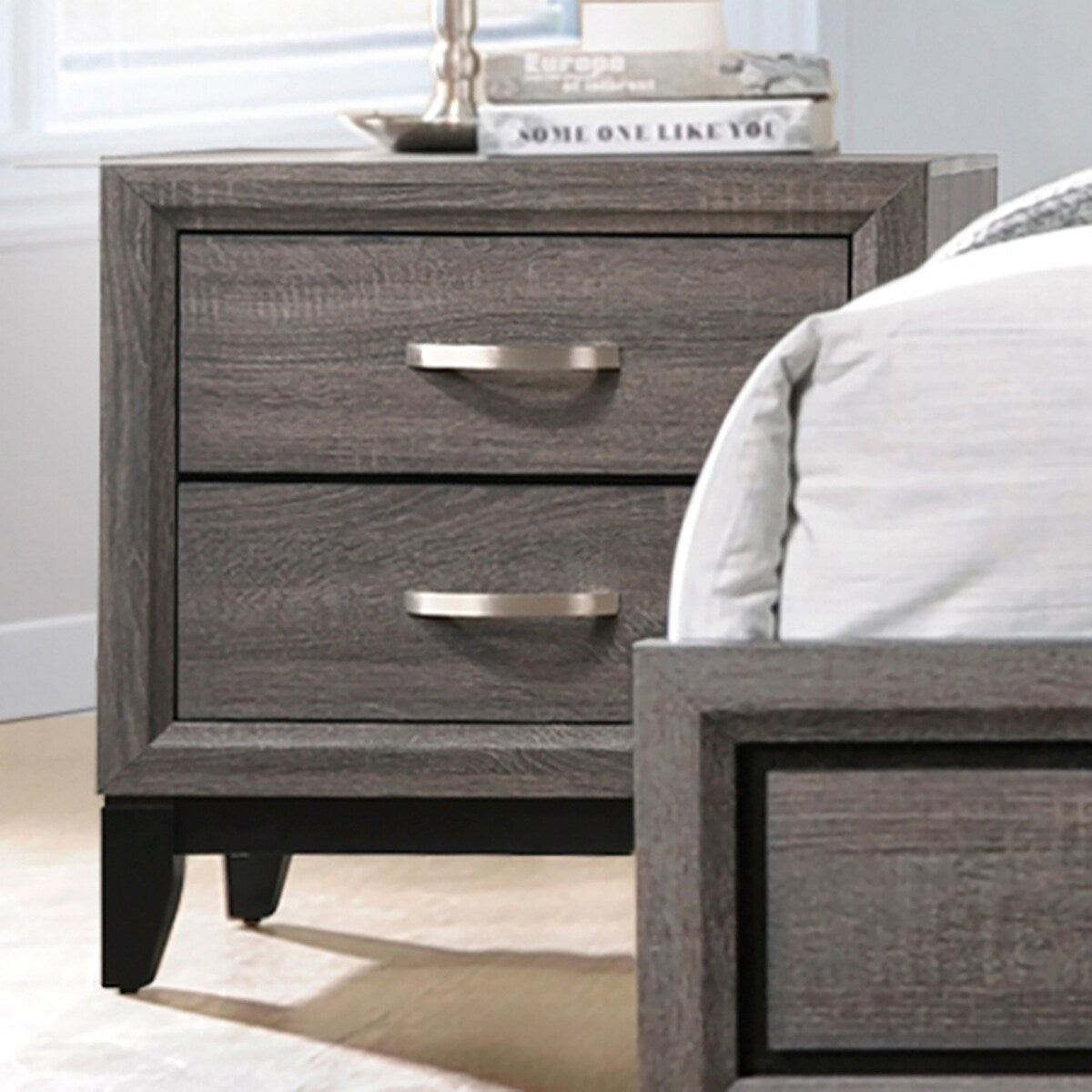 Carina Grey Oak and Black 5-piece Eastern King Panel Bedroom Set
