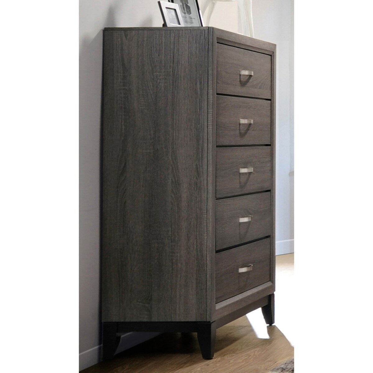 Carina Grey Oak and Black 5-piece Eastern King Panel Bedroom Set
