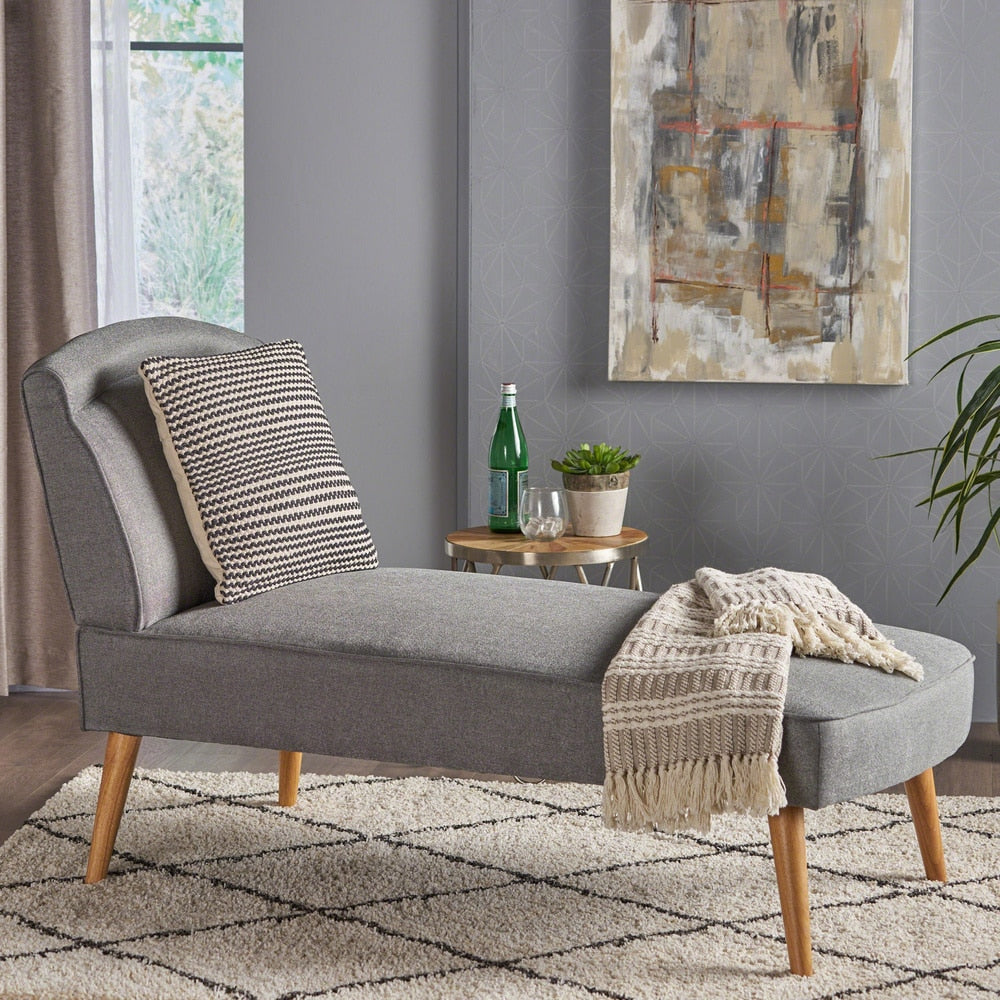 Carisia Mid Century Modern Fabric Chaise Lounge by Christopher Knight Home