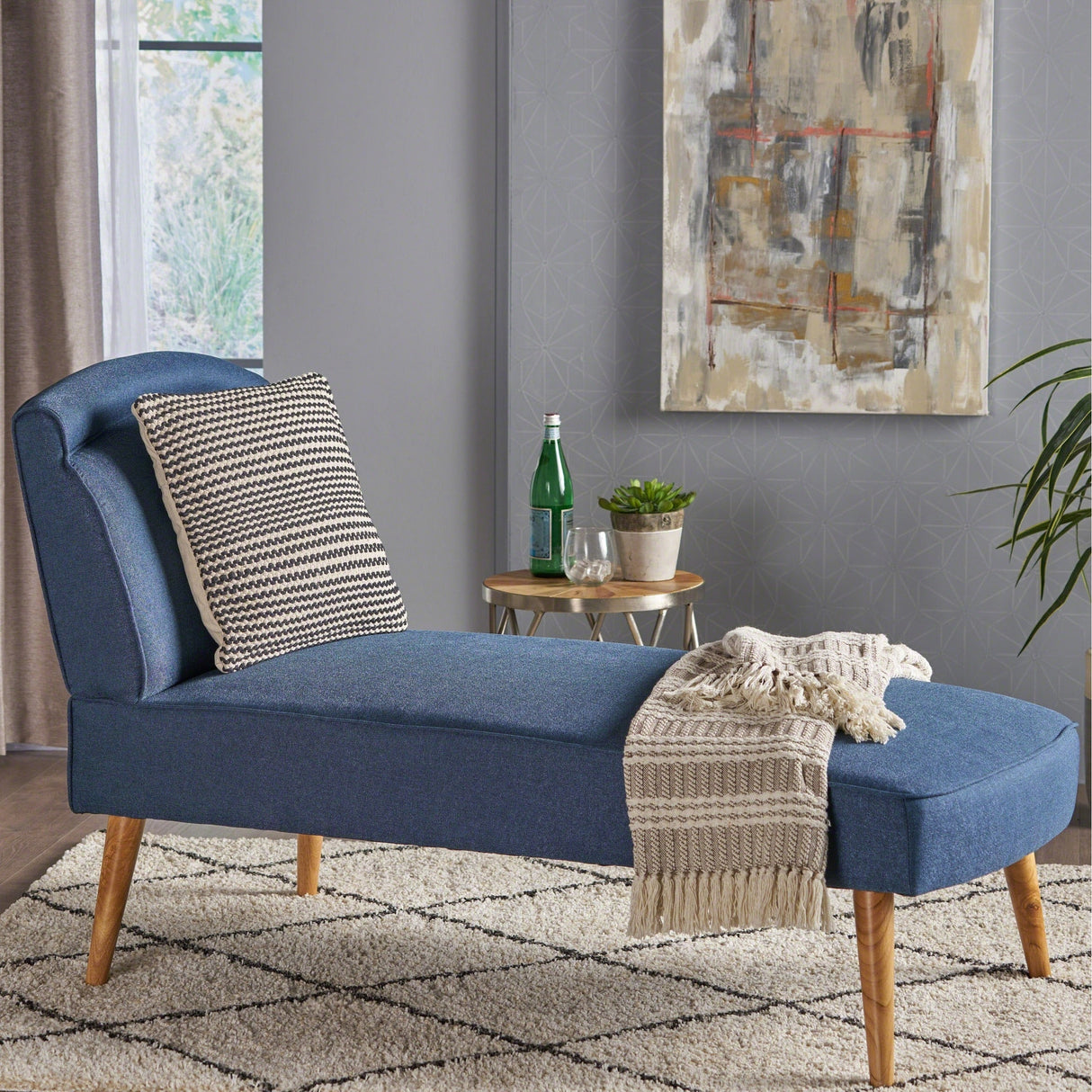 Carisia Mid Century Modern Fabric Chaise Lounge by Christopher Knight Home
